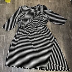 Lane Bryant Black and White Striped Midi Dress
